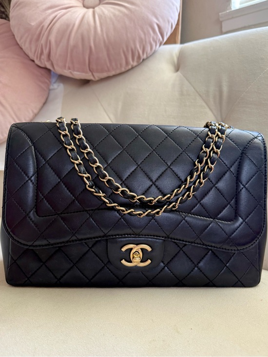 CHANEL Handbags - Chanel Quilted Lambskin Mademoiselle Chic Flap Jumbo Size Black Gold hardware